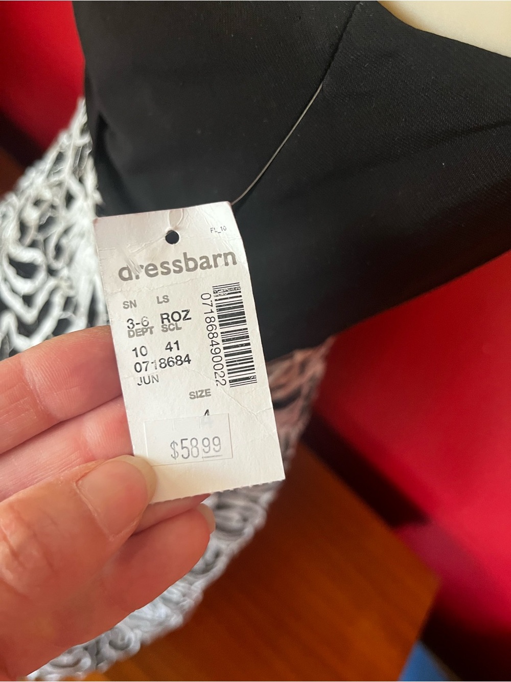 New Roz & Ali Black Bodice with White Lace Overlay Dress - Picture 7 of 16